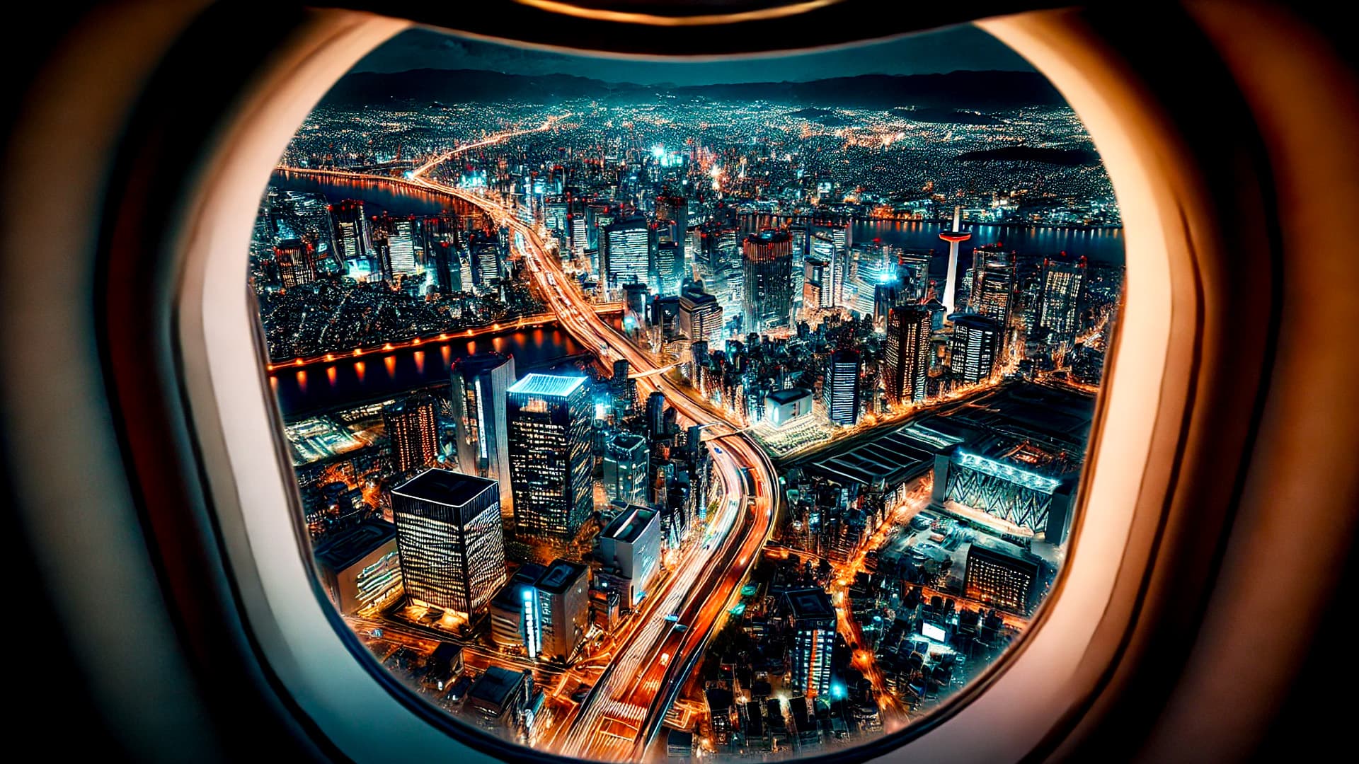 Flying to Kyoto, Japan